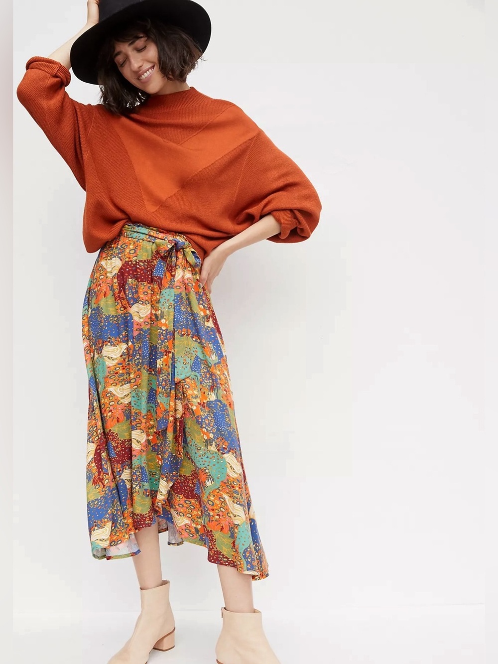 NWT Anthropologie Equine Tiered Midi Skirt Bold Animal Print Horse Equestrian S